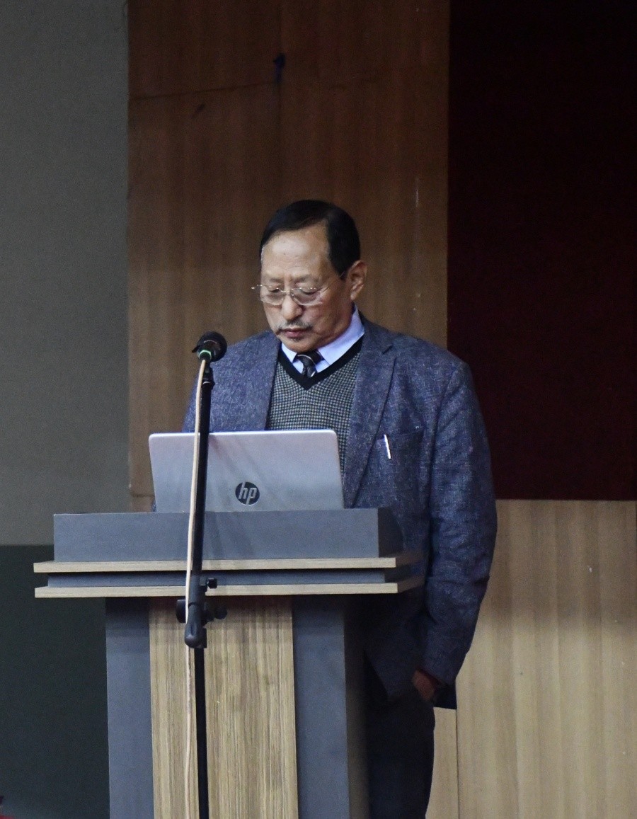 Advisor Zhaleo Rio, IAS (Rtd.) launching the official ‘Clean Toilet Campaign IEC visual’ at Capital Convention Centre, Kohima on December 11.